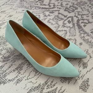 BNIB J.Crew Esme Suede Heels in Sea Mist Mint 8.5